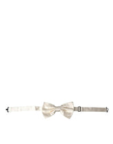 Dolce & Gabbana Off White Silk Adjustable Neck Men Bow Tie -  Neckties, Men -  Dolce & Gabbana.
